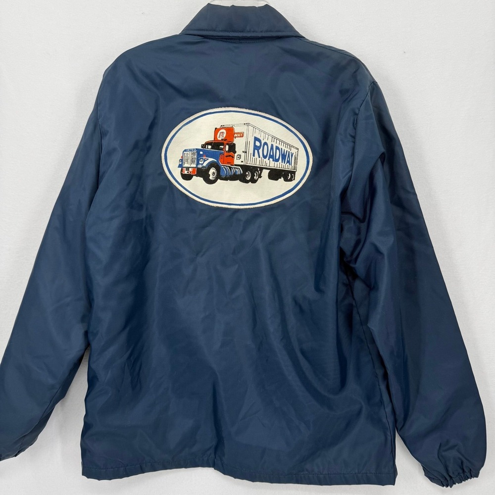 Vintage Holloway Roadway Trucker Nylon Jacket Navy Blue Winston Salem Medium